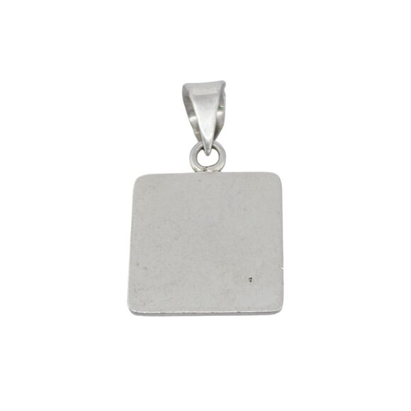Square Red Enamel Pendant | Mexico Sterling Silver 925 - Picture 4 of 7